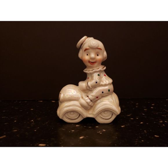 Clown Car Figurine Luster Glaze Vintage Porcelain Ceramic - Picture 10 of 10